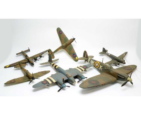 A collection of Corgi diecast military model planes, including: a Hawker Hurricane; a Spitfire; a Halifax; and others; togeth