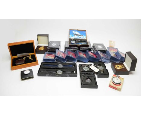 A collection of Atlas Editions DeAgostini ‘Aces of the Air’ pocket watches, each in box; together with a WWI commemorative po