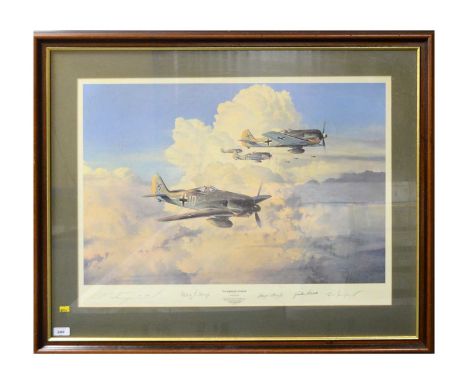 Robert Taylor – ‘Gathering Storm’, signed in pencil, colour print, limited edition 139/1250, further signed by aircrew Hugo B