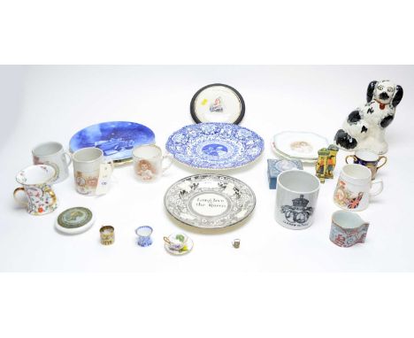 A selection of decorative ceramics, including: a Hammersley &amp; Co miniature cup and saucer; a Spode Copeland’s China minia