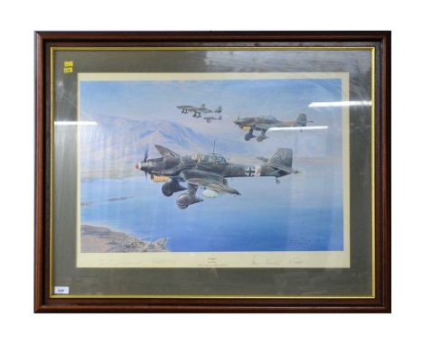 Robert Taylor – ‘Stuka’, signed in pencil, colour print, limited edition 241/1250, further signed by aircrew Oberleutnant Hel