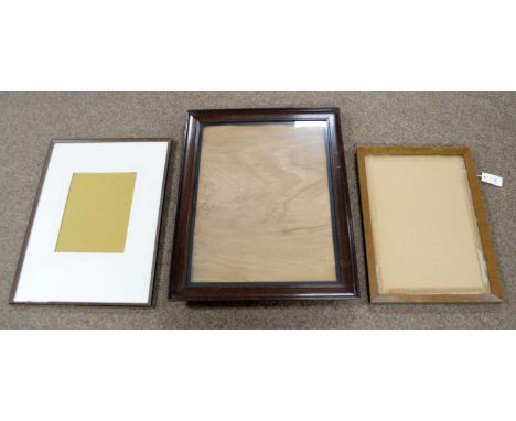 A 19th century mahogany picture frame, of rectangular form, 70 x 55cms, picture aperture 60 x 45cms; together with two smalle