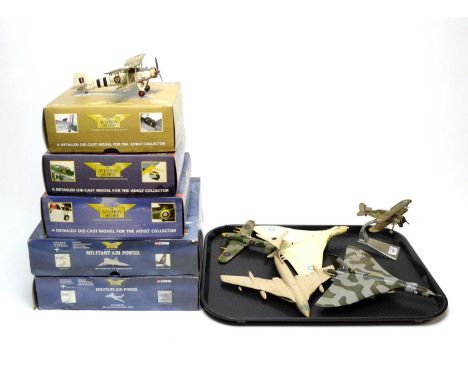 Five Corgi The Aviation Archive diecast model aircraft, including: WWII Hawker Typhoon IB; WWII Fairey Swordfish NK1; and thr