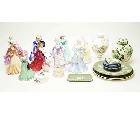 A selection of decorative ceramic figures of ladies, including: Coalport The Collingwood Collection figure of ‘Catherine’; Co