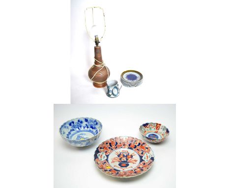 A Japanese Imari circular charger, 31cms diameter; together with a selection of other ceramic wares, comprising: a circular I