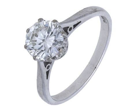A solitaire diamond ring, the brilliant-cut diamond weighing 1.33 carats, within eight claw setting, 18ct white gold mounted,