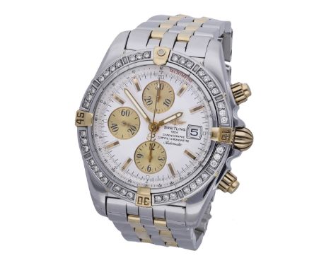 Breitling. A stainless steel, gold and diamond-set automatic chronograph wristwatch with date and bracelet, Ref. B13356, Chro