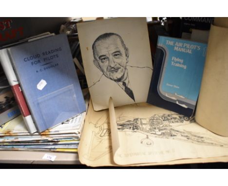 A collection of vintage books, magazines and ephemera, of aircraft and aviation interest, including training manual and cloud