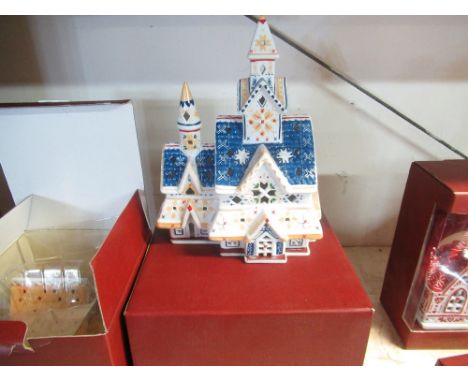 Villeroy &amp; Boch boxed tea light holder in the form of a Christmas palace, and a tea light holder in the form of a gingerb