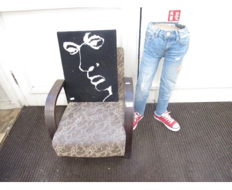 Art Deco childs small chair, childs half torso mannequin, wool work study of a face (3) 