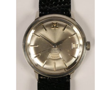M, a Swiss stainless steel 25 jewel Incabloc automatic day/date gentleman's wristwatch, 35mm 