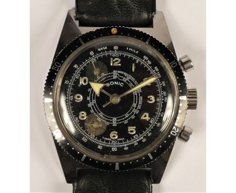 Sonic, a stainless steel manual wind divers multi dial wristwatch, stop/start buttons, rotating bezel, 38mm.