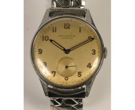 Universal, a stainless steel manual wind gentleman's wristwatch, with subsidiary seconds dial, case numbered 852507, 21274, 3