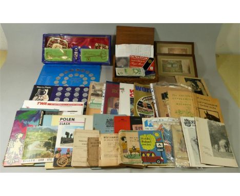 The 1970 World Cup coin collection, two world cup magazines, together with a TWA model airplane kit, Polish memorabilia and c