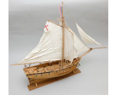Coast guard cutter, static display model, ayous wood, plank on frame construction, 54 x 56cm, together with a armed cutter, s
