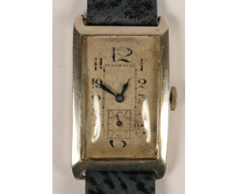 Sorority Watch Co, Swiss, an Art Deco silver manual wind gentleman's wristwatch, London import 1928, original silvered dial, 