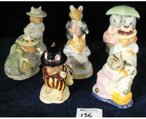 Group of eight assorted ceramic Beatrix Potter figures to include: Royal Albert, Beswick and Royal Doulton, including 'Wilfre