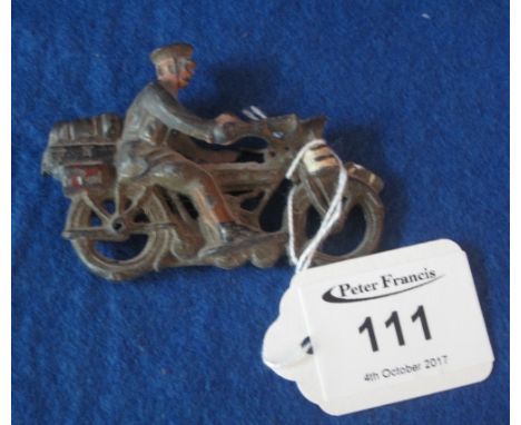 First World War period toy lead army motorcycle despatch rider.(B.P. 24% incl. VAT)