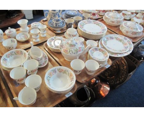 Four trays of Paragon 'Country Lane' fine bone china tea and dinnerware items comprising: teacups and saucers; breakfast bowl