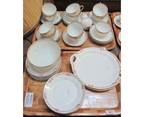 Two trays of Haviland France Limoges part teawares, comprising: cups and saucers, side plates, two twin handled sandwich plat