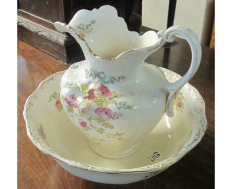 Staffordshire Glen floral jug and basin set. (2)(B.P. 24% incl. VAT)