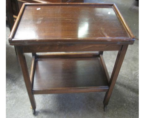 Mid 20th Century mahogany two tier trolley with fold out card table.(B.P. 24% incl. VAT)