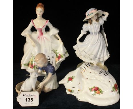 Royal Doulton bone china figurine: 'Country Rose', HN3221, Royal Worcester bone china figurine: 'Grandma's Bonnet', limited e