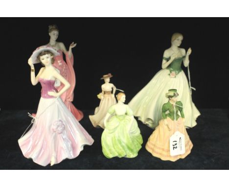 Five Coalport bone china figurines to include: 'Ladies of Fashion', 'Carol'; 'Mystique'; 'Meryl'; 'Jennifer'; 'Tamara' and Ro