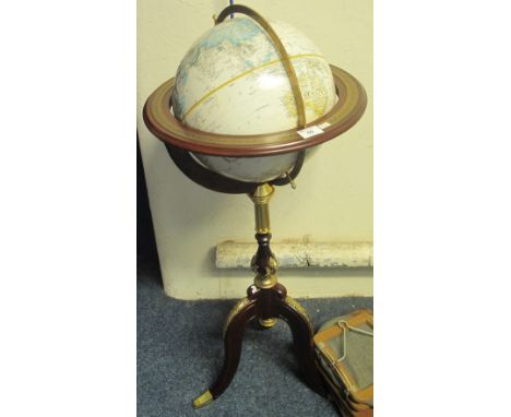 Reproduction Regency style library type globe on gilt metal mounted triform base.(B.P. 24% incl. VAT)