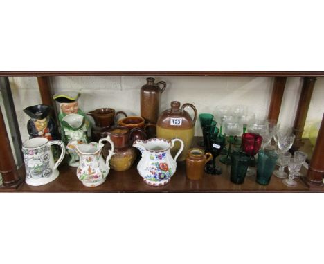 Shelf of collectables to include Toby jugs