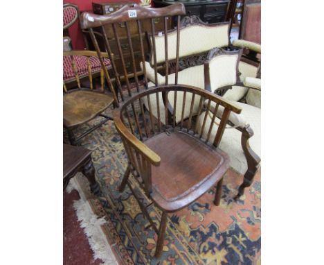 Oak stick-back Windsor style armchair