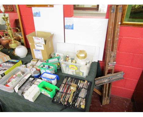 Artist's equipment to include oil paints, easel, canvases etc