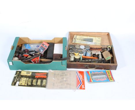 A mixed collection of workshop tools. Including boxed socket set, a Gillwell axe with leather head cover, a selection of hand