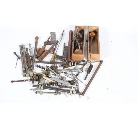 A useful collection of threaded bar and vintage tools. Range of thicknesses complete with washers and nuts, small selection o