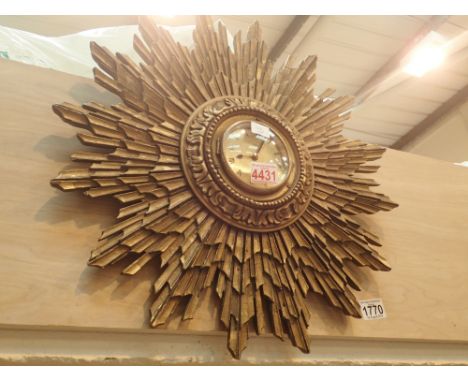 Art Deco wooden sun burst clock with 8 day movement 