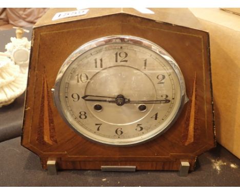 Art Deco inlaid chiming mantel clock