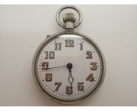 Chromium plated ceramic wind open face pocket watch with luminous numbers