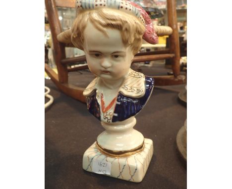 19thC glazed ceramic young boy head H: 20 cm 