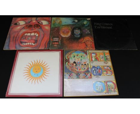 KING CRIMSON - Nice pack of 5 x original early pressing LP's. Titles are In The Court Of The Crimson King (1st solid pink Isl