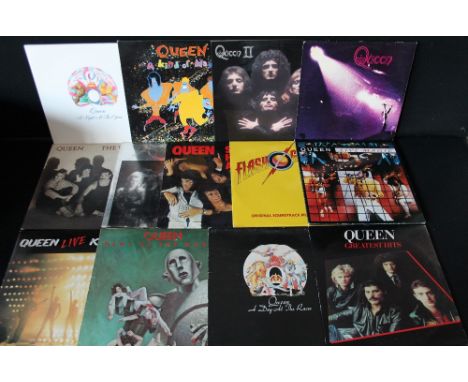 QUEEN - Nice collection of 12 x original title LP's. Titles to include S/T (EMC 3006), News Of The World (German pressing), L