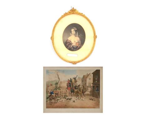 The Casket,oval, print29x23.5cm.;and a hunting and coach scene print.Qty: 2