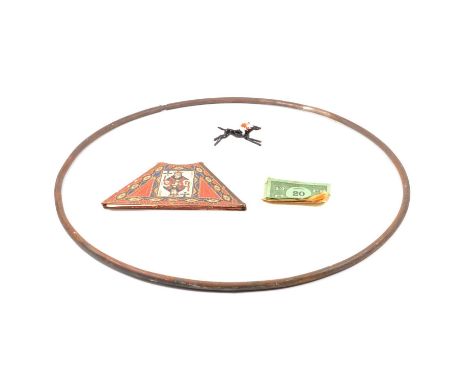 Toys and games; including Escalado lead painted racing horses; boxed card set; Jeu de Bog board; Ping-Ping net; Victorian hoo