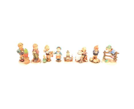 Eight Hummel figures by Goebel including Confidentially Boy Cactus; Retreat to Safetyl; Farm Boy; Book-keeper.Qty: 8Condition