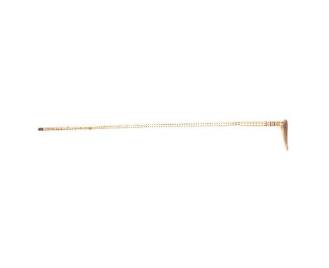 A whalebone vertebrae walking stick with horn handle, 86cm.