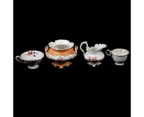 A collection of ceramics, to include Susie Cooper Wild Rose part coffee set; 19th century feeding cup; child's plate; blue an