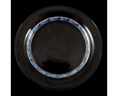 A Lalique glass dish, bluebird border to foot, etched R Lalique to base, 16.5cm.Condition report:There are some chips and nib