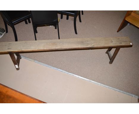 A 19th Century oak bench, 200.5cms long.
