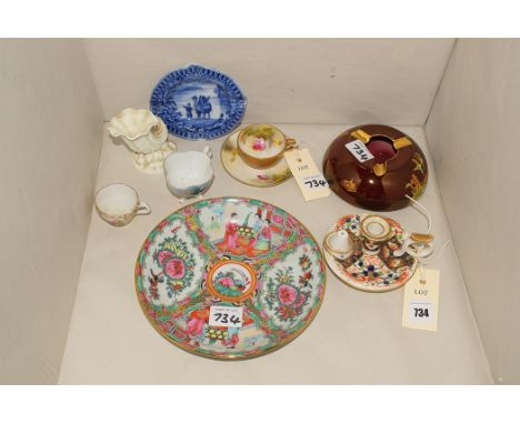 Ceramics, to include: a Carlton ware 'Rouge Royale' ashtray; a Maling blue and white dish; a Royal Worcester shell ornament; 