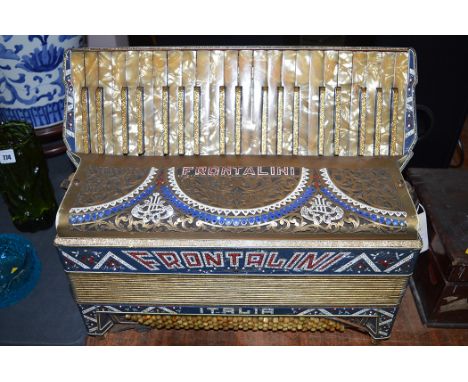 Frontalini, Italia, an accordion decorated with faux mother-of-pearl keys and rhinestones.
