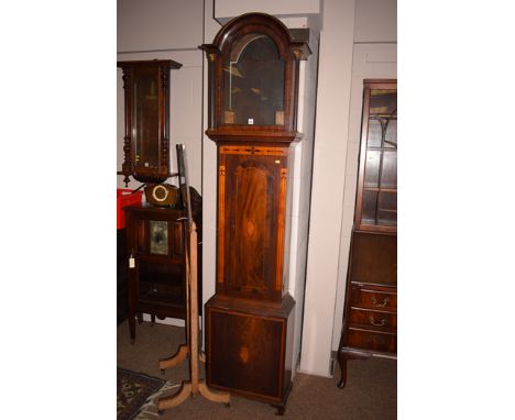 An early 19th Century inlaid mahogany and satinwood banded longcase clock (case only).